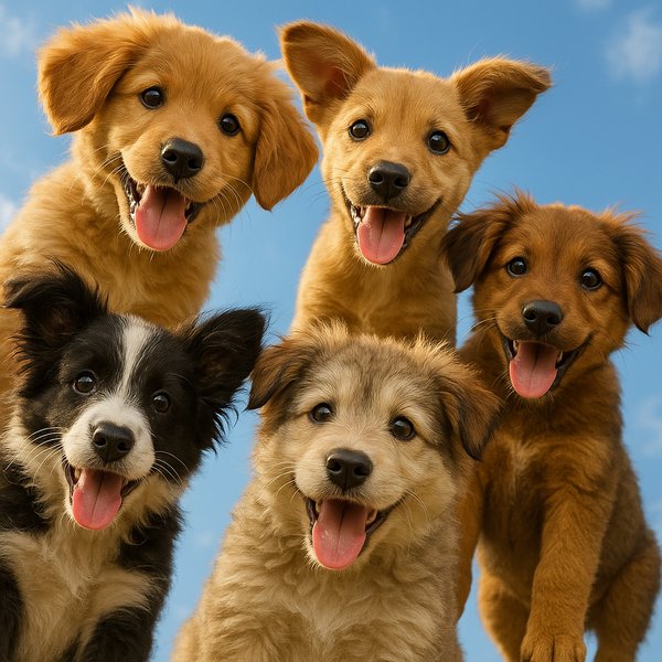 Circle of Joyful Puppies