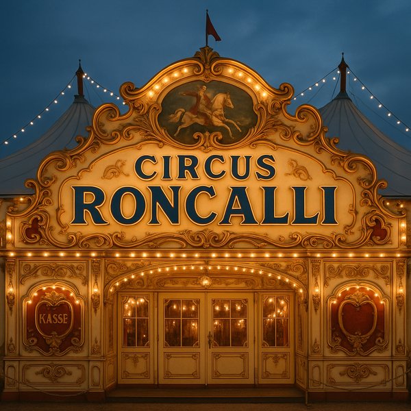 Circus Roncalli — Ornate Vintage Facade at Dusk