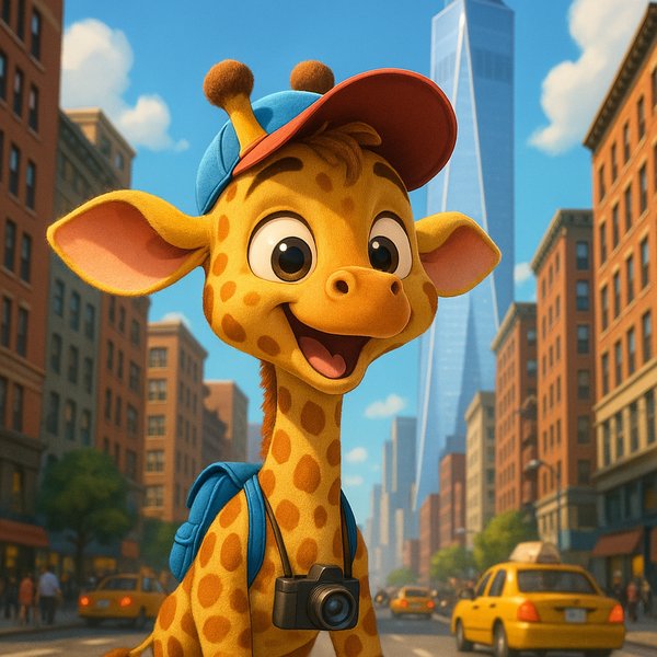 City Stroll: Playful Giraffe Calf Tourist in New York