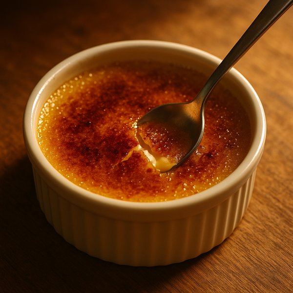 Classic Crème Brûlée — Spoon Cracking Caramelized Top