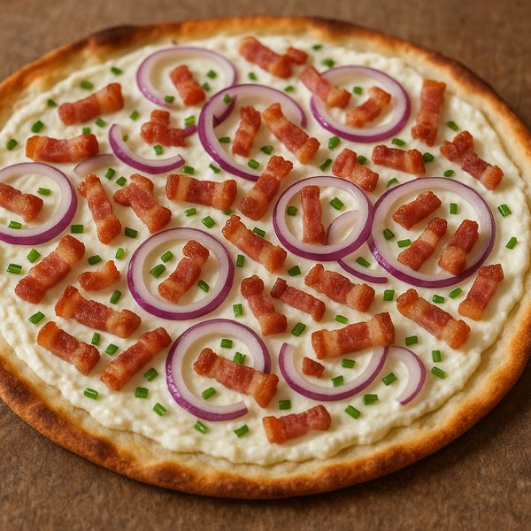 Classic Flammkuchen with Crispy Bacon & Red Onion