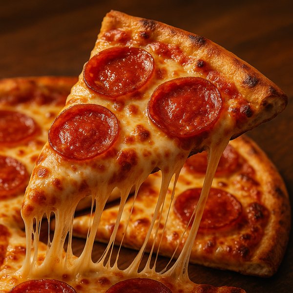 Classic New York Pepperoni Slice with Stretchy Cheese