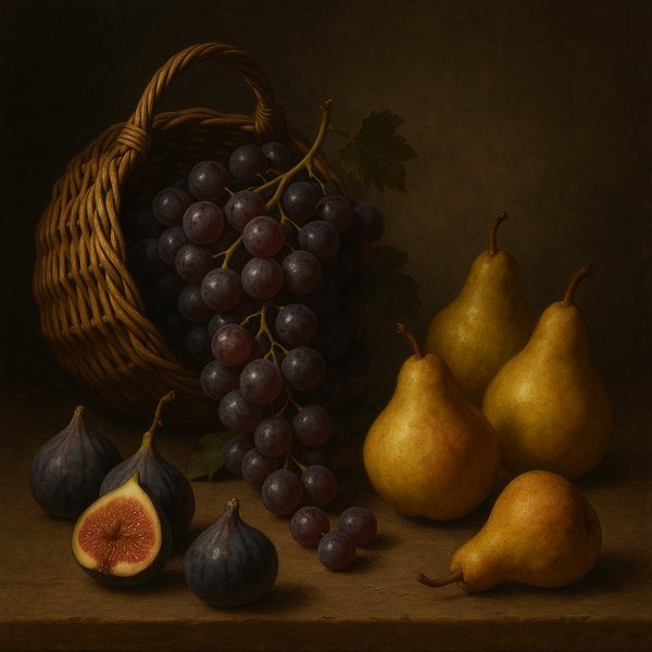 Classical Still Life with Grapes, Figs and Pears