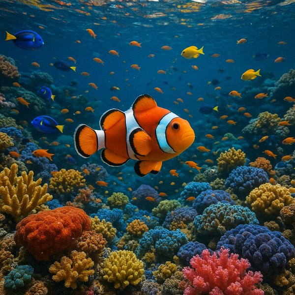 Clownfish at the Heart of a Vivid Coral Reef
