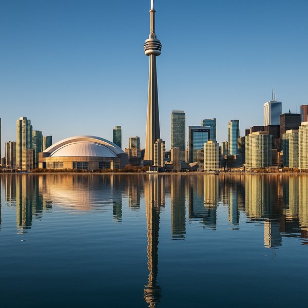 CN Tower Over Lake Ontario — Golden Hour Skyline