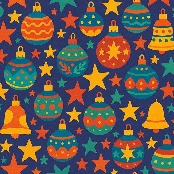 Color-Rich Christmas Ornaments & Stars Pattern