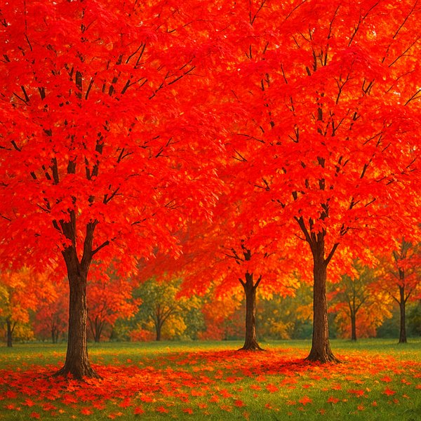 Crimson Canopy: Russian Maples in Full Autumn Glow
