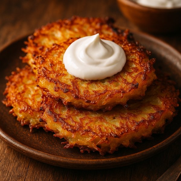 Crispy Draniki with Sour Cream