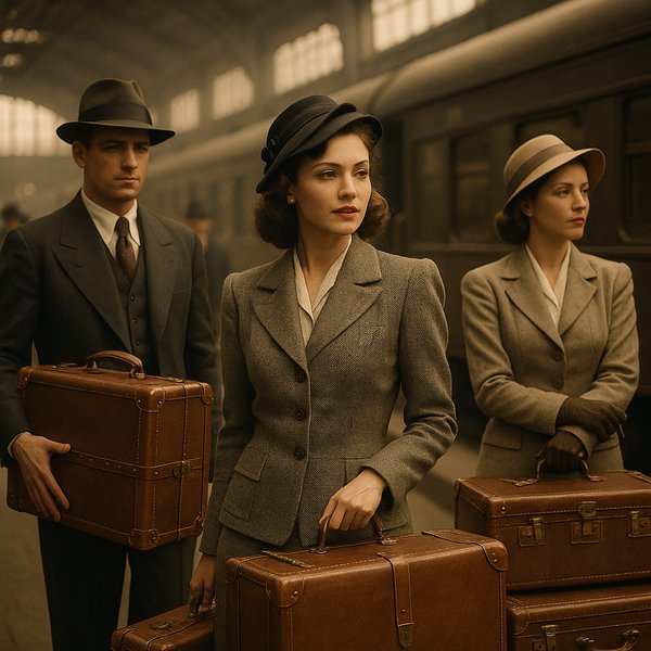 Departure at Dusk — 1940s Station Elegance