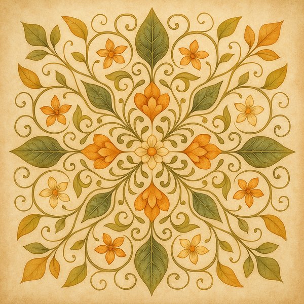 Earth-Toned Botanical Mandala