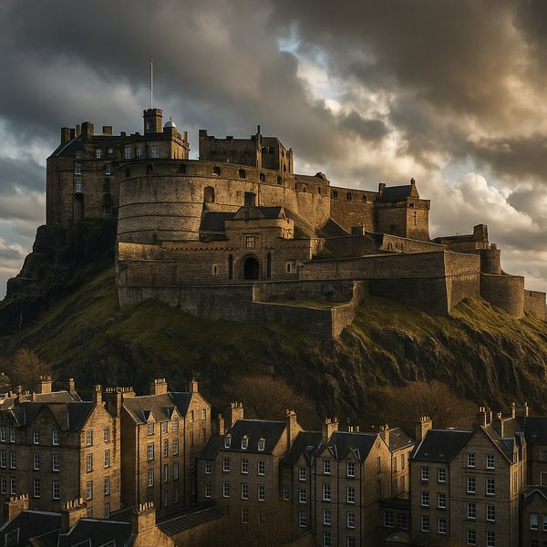 Edinburgh Castle on the Rock, Golden Light and Dramatic Skies
