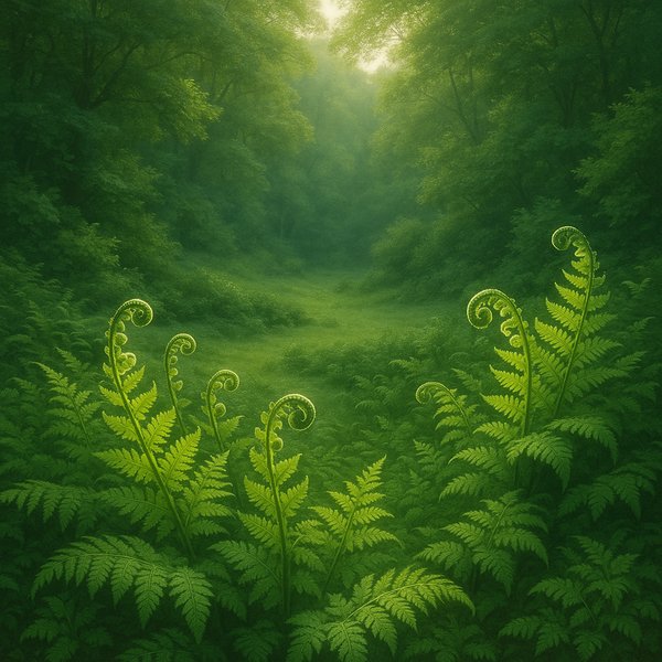 Emerald Glen: Ferns Unfurling in Morning Light