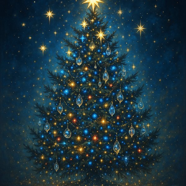 Enchanted Night: A Star-Lit Christmas Tree