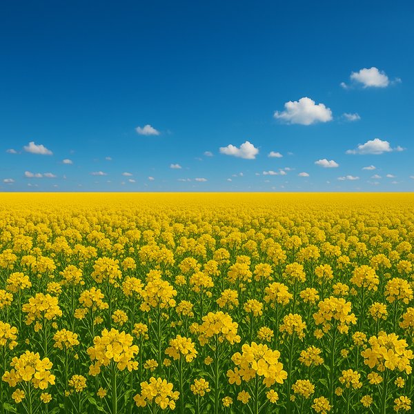 Endless Golden Rapeseed Under a Summer Sky
