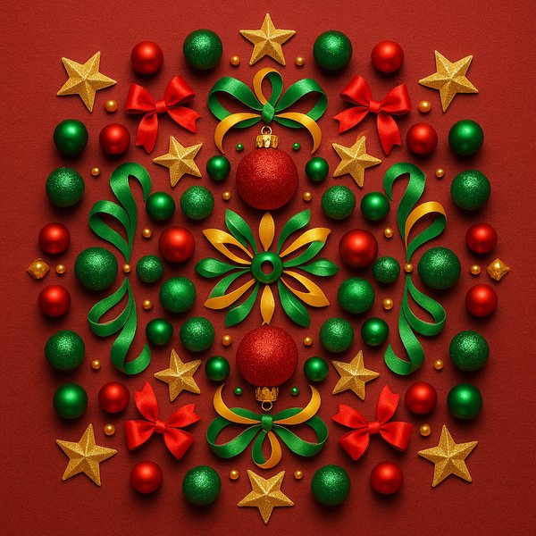 Festive Holiday Mandala — Red, Green & Gold Ornaments
