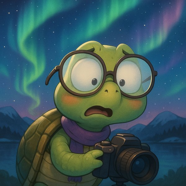 Foggy Focus: Turtle vs. Northern Lights