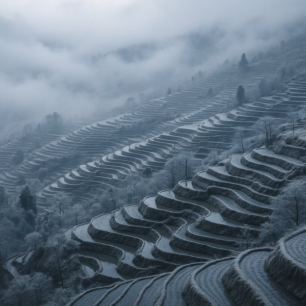 Frosted Terraces at Dawn