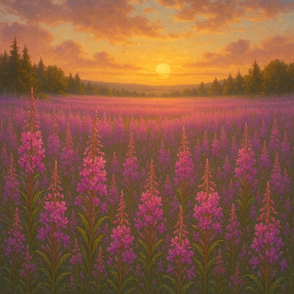 Glade of Fireweed at Golden Hour