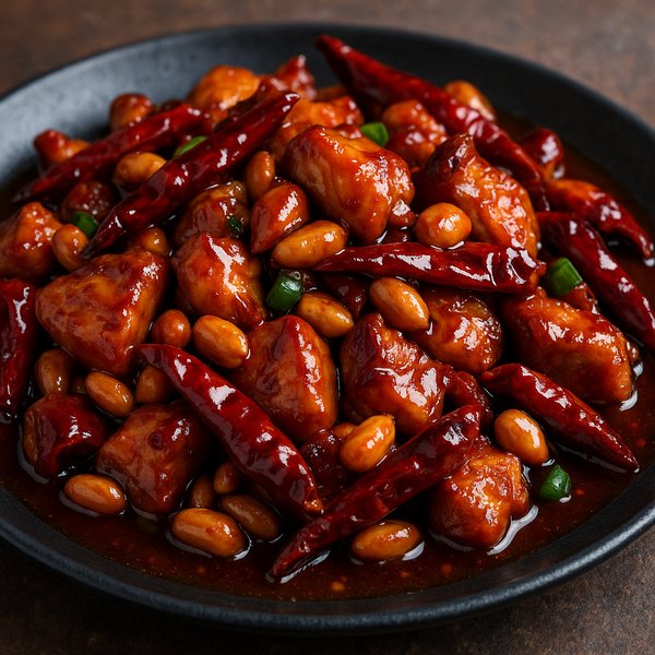 Glazed Kung Pao Chicken with Peanuts & Dried Chilies