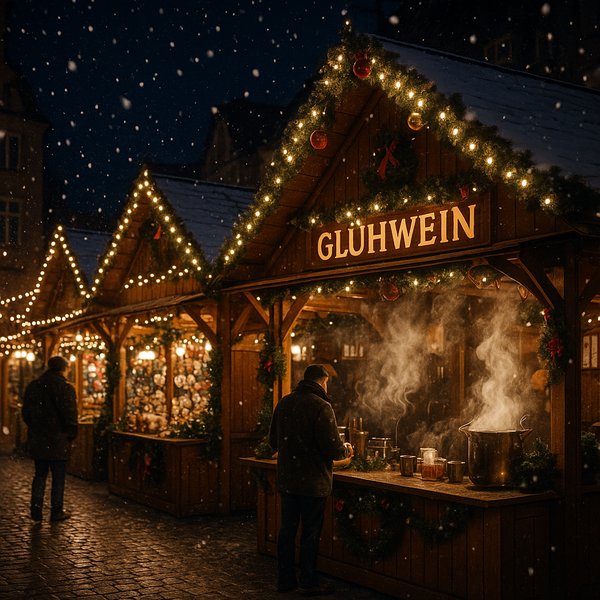 Glühwein Stall at a Cozy German Christmas Market