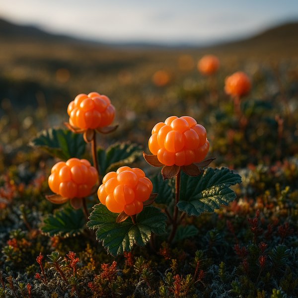 Golden Cloudberries on Tundra