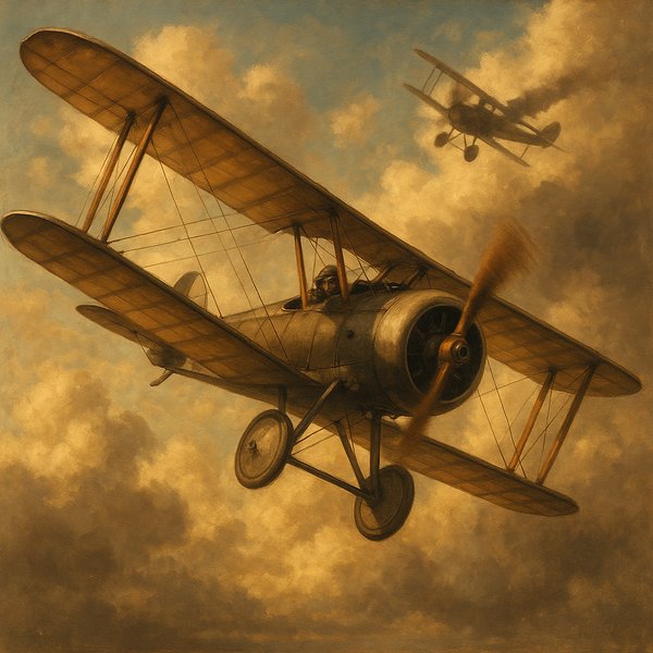 Golden Dogfight: Sopwith-Inspired Biplane in Sunlit Clouds