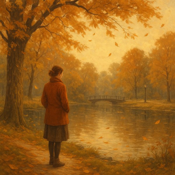 Golden Pause by the Park Pond