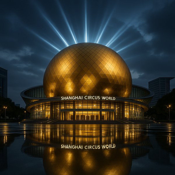 Golden Sphere at Night — Shanghai Circus World