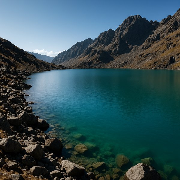 Gosaikunda Turquoise — Alpine Lake at Clear Mountain Light