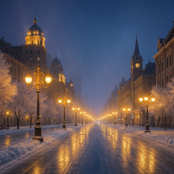 Harbin at Blue Hour — Icy Boulevard of Lights