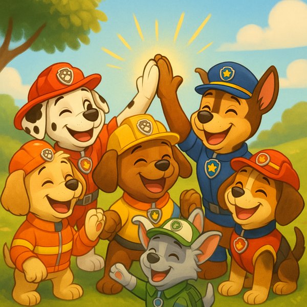 Heroic High-Five: Joyful Rescue Team Finale