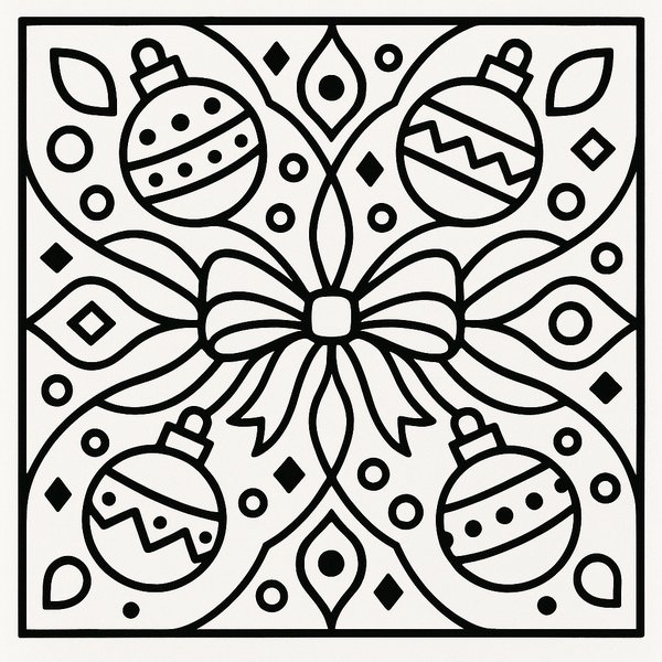 Holiday Bow Mandala — Bold Ornaments & Ribbons