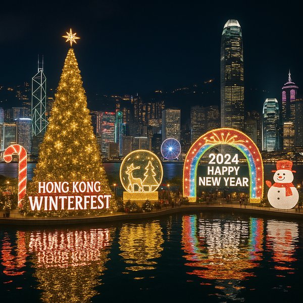 Hong Kong WinterFest — Sparkling Harbour Skyline & 2024 New Year Lights