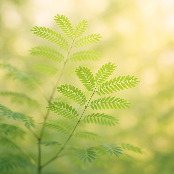Ipil-Ipil Leaves in Warm Backlight