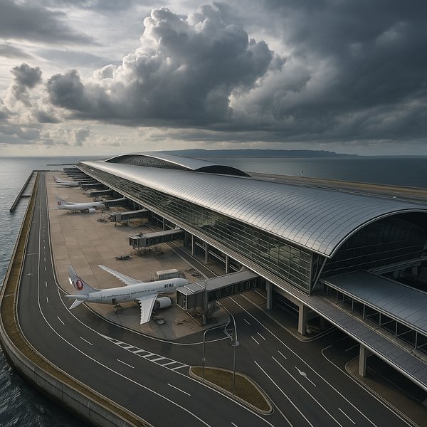 Kansai International Airport Terminal on the Sea — Moody Aerial View