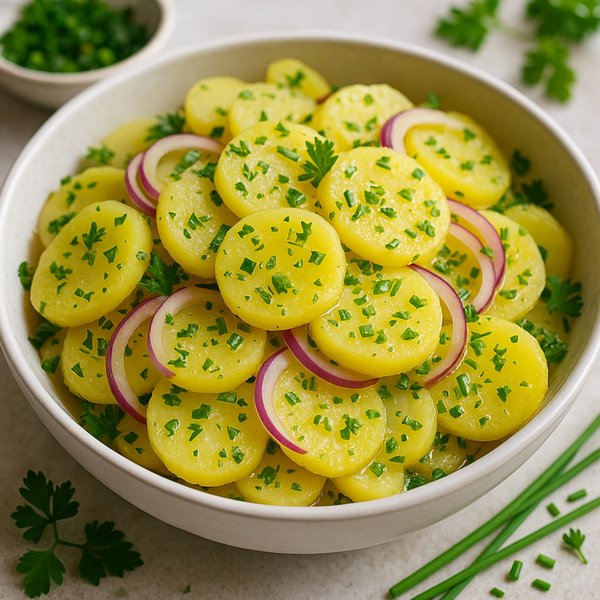 Kartoffelsalat (German Potato Salad) with Herbs & Red Onion