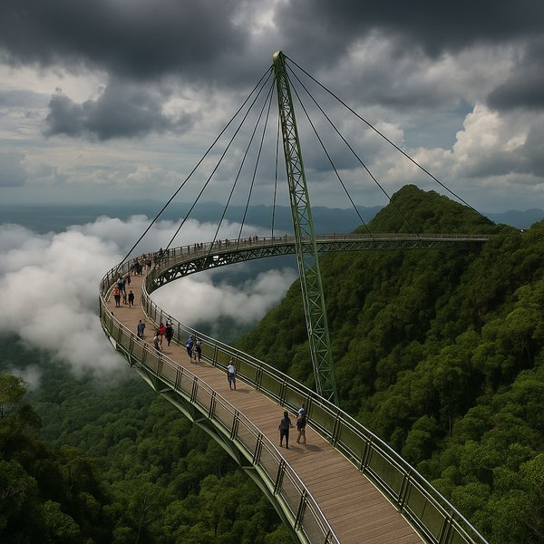 Langkawi Sky Bridge — Curved Canopy Walkway Over Clouds