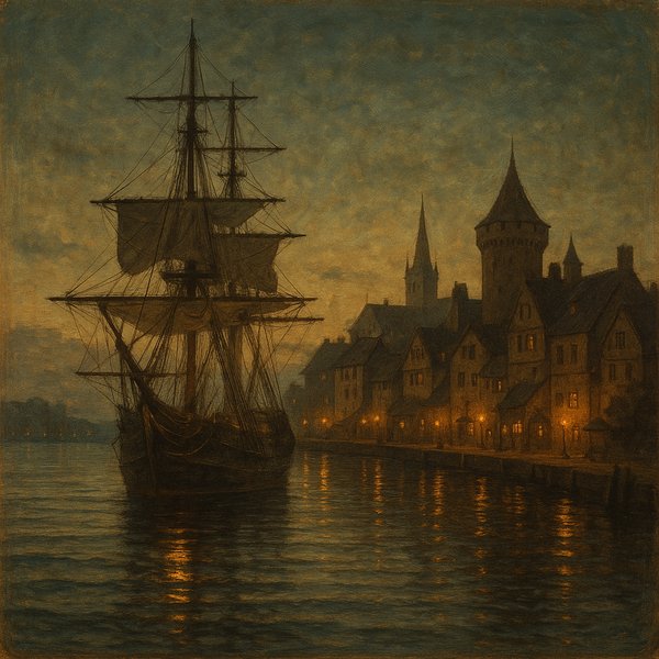 Lanterns at Dusk: Harbor of the Old World
