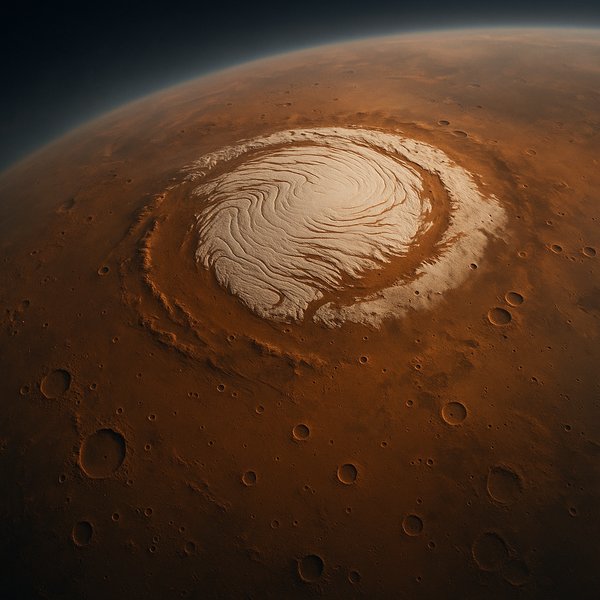 Martian Polar Ice Cap — Close‑Up View