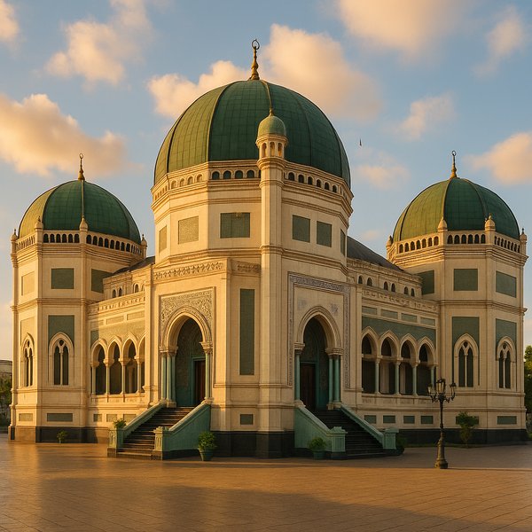 Medan Great Mosque at Golden Hour