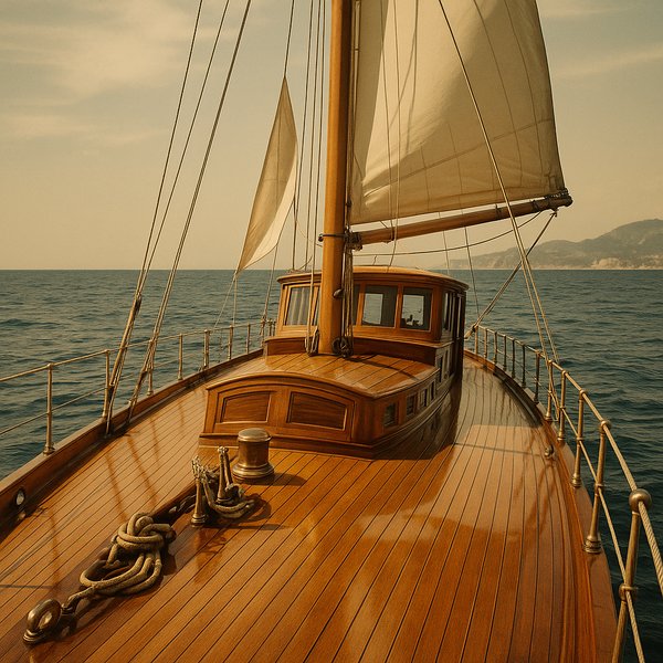 Mediterranean Classic: 1920s Wood-Deck Yacht
