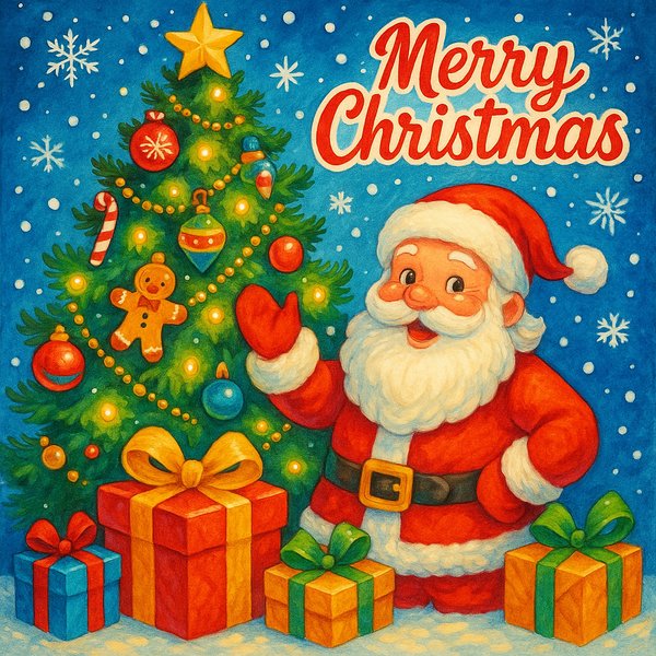 Merry Christmas — Santa and Festive Tree