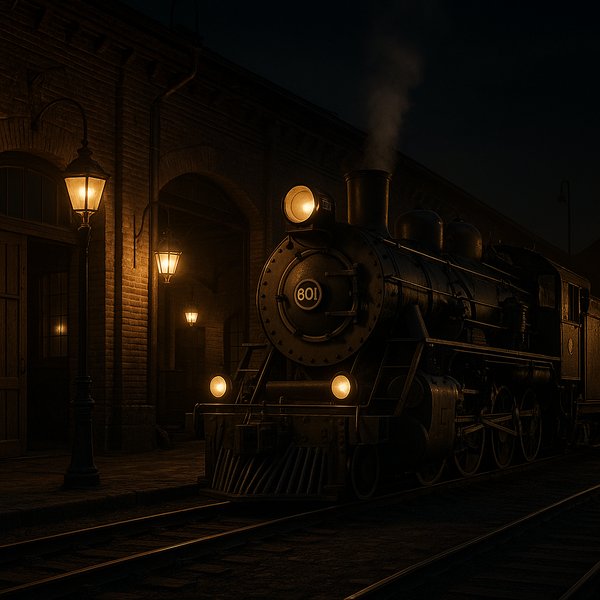 Midnight Steam: Locomotive 801 at the Old Depot