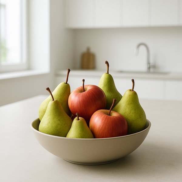 Minimalist Fruit Bowl with Apples and Pears
