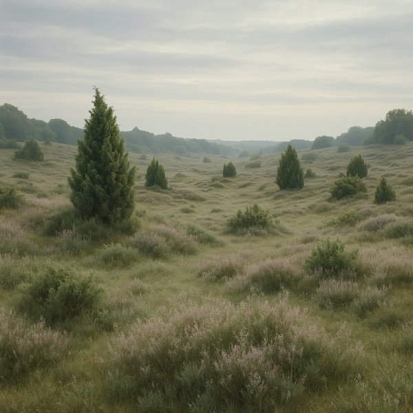 Misty Heathland with Juniper and Heather