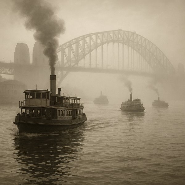 Misty Morning Ferries — Sydney Harbour, 1940