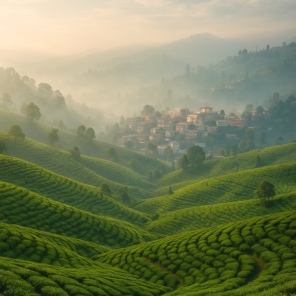 Misty Morning Over Ilam Tea Gardens