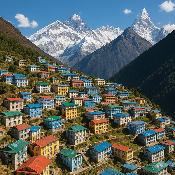 Namche Bazaar Amphitheater with Everest Peaks