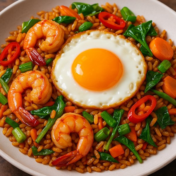 Nasi Goreng with Sunny-Side Egg & Shrimp