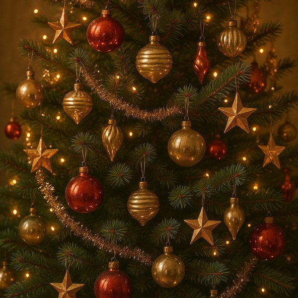 Nostalgic Traditional Christmas Tree with Vintage Ornaments